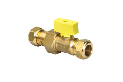 Comfort Line gaskogelkraan 15 x 15 mm knel x knel recht vleugel, messing